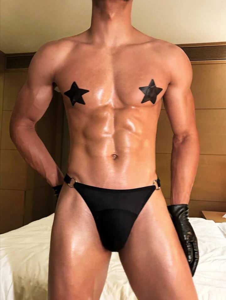 MAD-MAN Men's Solid Color Circular Ring Linked Sexy Briefs